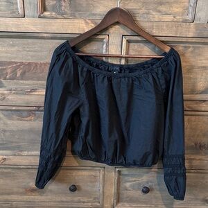 Sanctuary Black Off-Shoulder Cropped Blouse